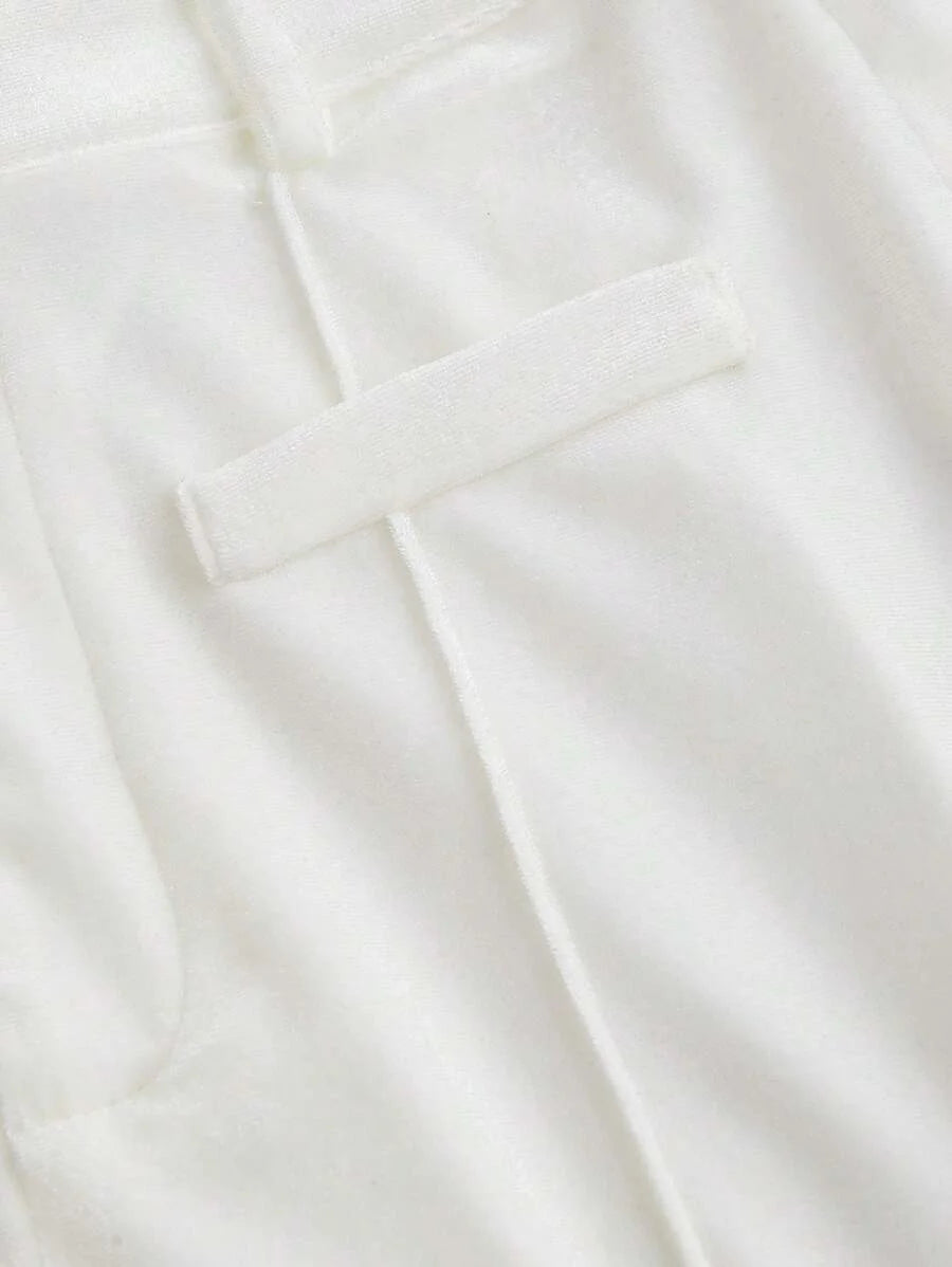 Vintage Velvet One Pocket HighWaisted StraightLeg White Pants