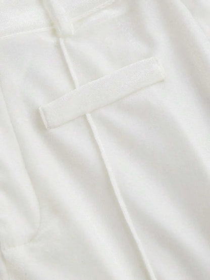 Vintage Velvet One Pocket HighWaisted StraightLeg White Pants