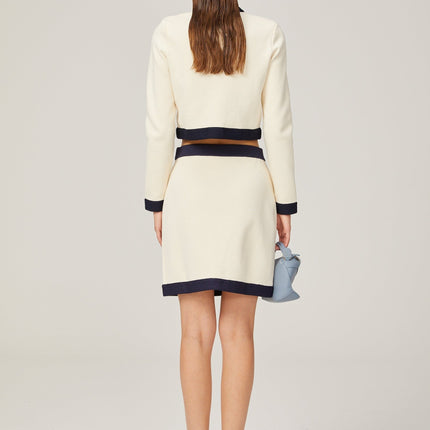 Viola White Alpaca Wool Cardigan and Skirt Matching Set