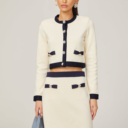 Viola White Cardigan Skirt Matching Set