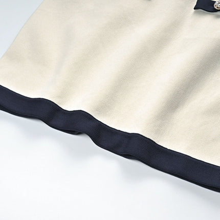 Viola White Cardigan Skirt Matching Set Bow Detail Alpaca Wool Polyamide Knitted Stretch Jersey Thigh-Length