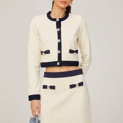 Viola White Cardigan Skirt Matching Set
