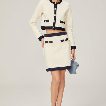 Viola White Cardigan Skirt Matching Set