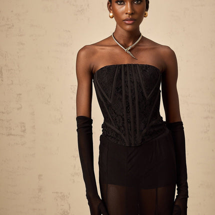 Violaine Black Lace Corset Tulle Skirt Set