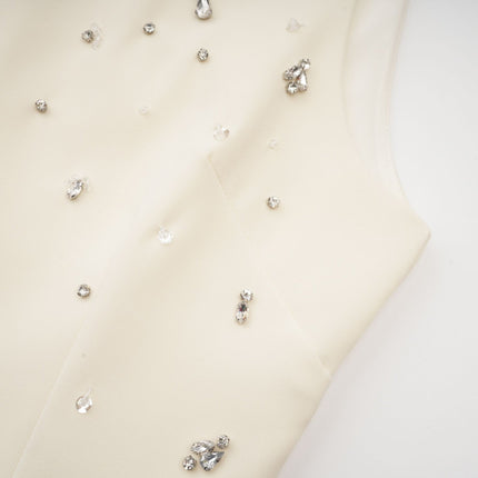 Violet White Crystal Embellished Sleeveless Mini Dress