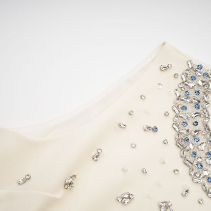 Violet White Crystal Embellished Sleeveless Mini Dress