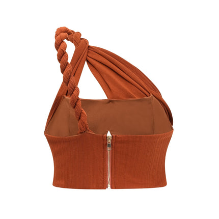 Violetta Brown Terylene Skirt Top Set