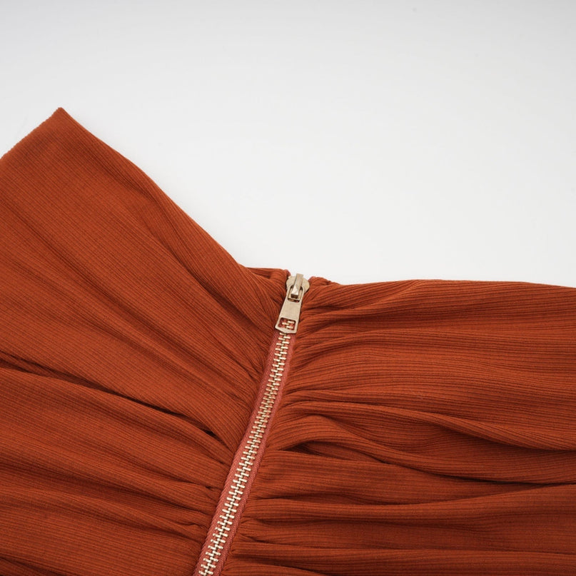 Violetta Brown Terylene Skirt Top Set