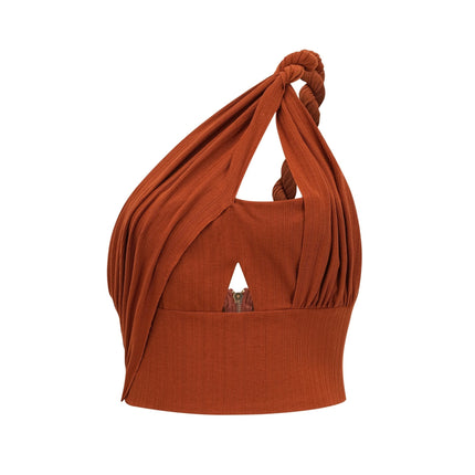 Violetta Brown Terylene Skirt Top Set