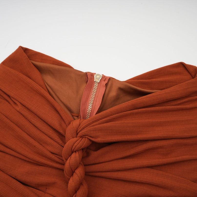 Violetta Brown Terylene Skirt Top Set