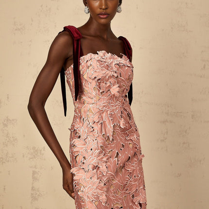 Violetta Pink Floral Embroidery Mini Dress