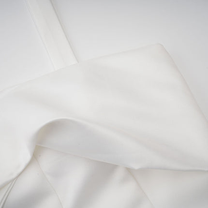 Violetta White Halterneck Mini Dress Terylene Fiber Ruched Detailing Rear Zip Fastening Ruffled Hem Undershorts Thigh-Length Dress