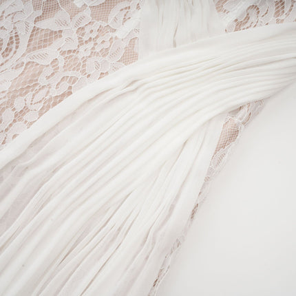 Violetta White Lace Maxi Dress V-neck Sleeveless Twist Detail Elegant Sophisticated Special Occasion 79% Cotton 21% Polyester