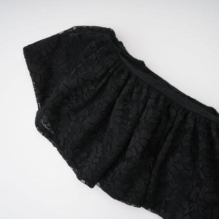 Virginia Black Chantilly Lace Gown Bow Trim Slip Dress