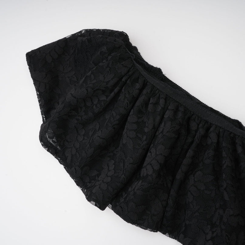 Virginia Black Chantilly Lace Gown Bow Trim Slip Dress