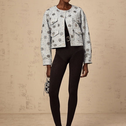 Virginia Blue Denim Jacket with Stud Embellishments