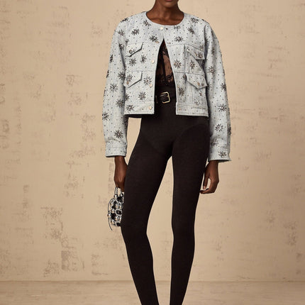 Virginia Blue Denim Jacket with Stud Embellishments