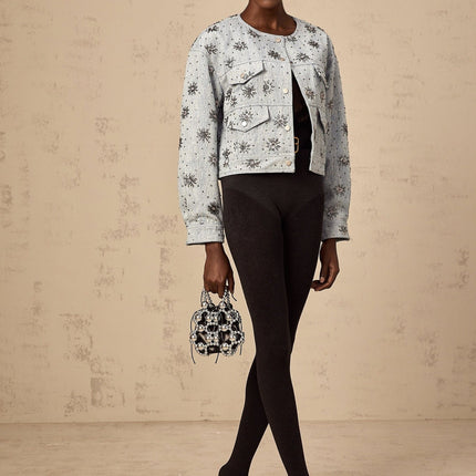 Virginia Blue Denim Jacket with Stud Embellishments