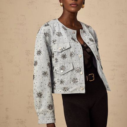 Virginia Blue Studded Denim Jacket