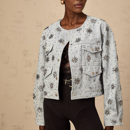 Virginia Blue Studded Denim Jacket