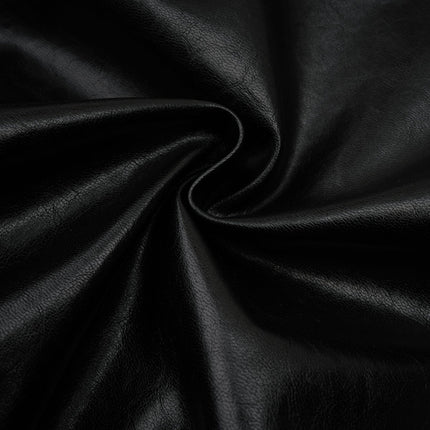 Virginie Black Cropped Faux Leather Jacket with Quilted Surface and Puffball Hem