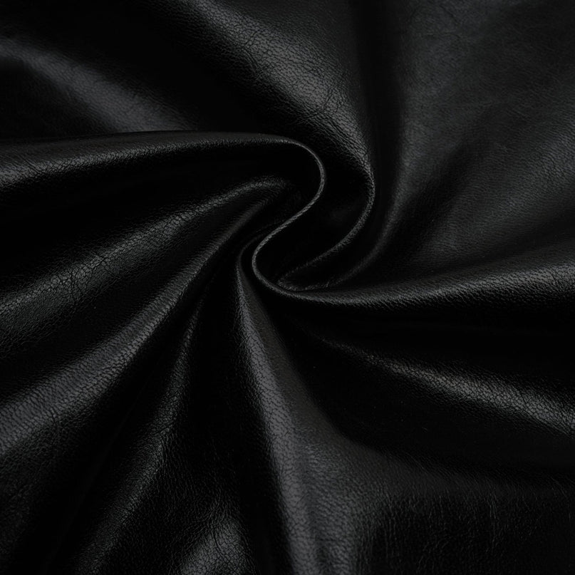Virginie Black Cropped Faux Leather Jacket with Quilted Surface and Puffball Hem