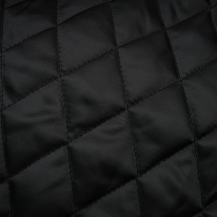 Virginie Black Cropped Faux Leather Jacket with Quilted Texture and Puffball Hem