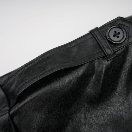 Virginie Cropped Faux Leather Jacket in Black with Quilted Surface and Puffball Hem