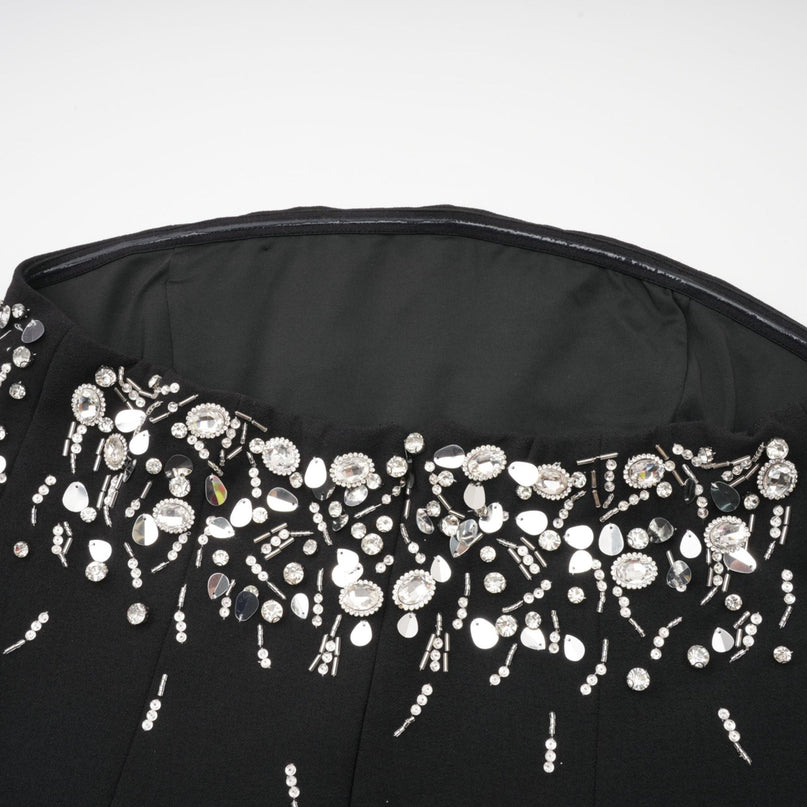 Vittoria Black Crystal Embellished Mini Dress
