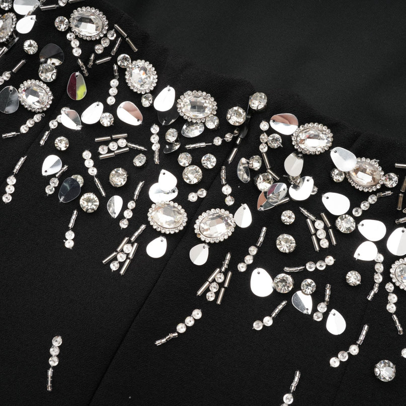 Vittoria Black Crystal Embellished Mini Dress