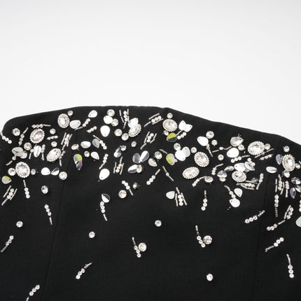 Vittoria Black Crystal Embellished Strapless Mini Dress