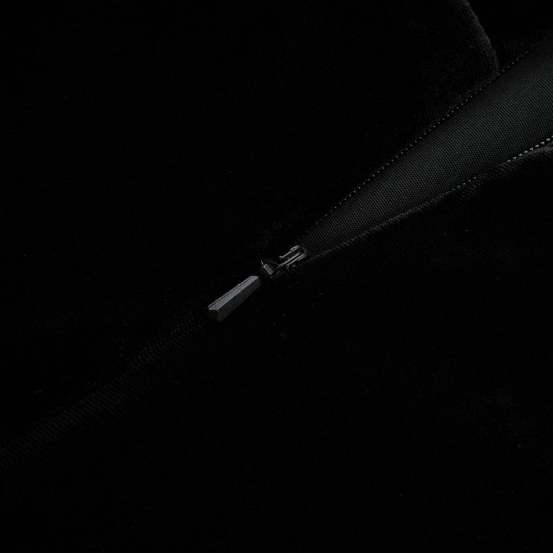 Vittoria Black Velvet Maxi Dress with Open Back Bow and Faux-Pearl Detail