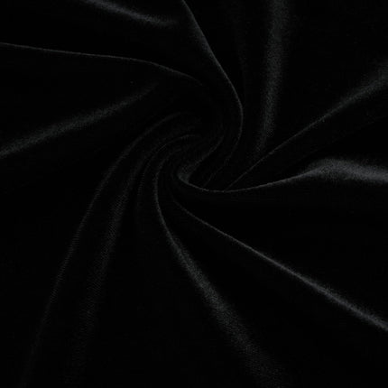 Vittoria Black Velvet Maxi Dress with Cowl Neck and Open Back Bow detail adorned with Faux-Pearls