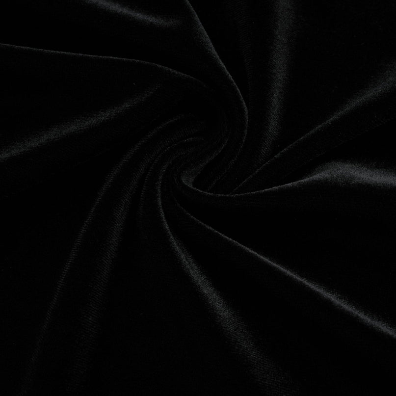 Vittoria Black Velvet Maxi Dress with Cowl Neck and Open Back Bow detail adorned with Faux-Pearls