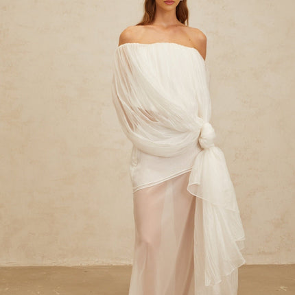 Vittoria White Tulle Top Skirt Set