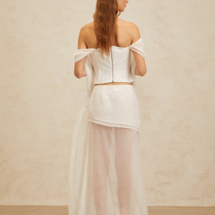 Vittoria White Tulle Top Skirt Set
