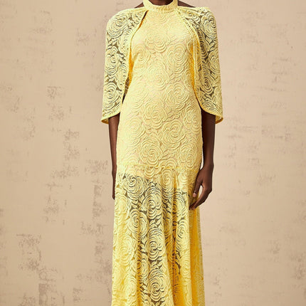 Vittoria Yellow Lace Maxi Dress