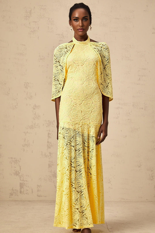 Vittoria Yellow Lace Maxi Dress