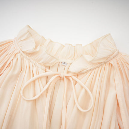 Vivian Neutrals Midi Dress V-neck ruffled cape design elasticated waistband shift style emulation silk