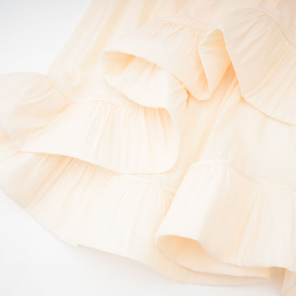 Vivian Neutrals Silk Midi Dress with V-neck and Cape Design