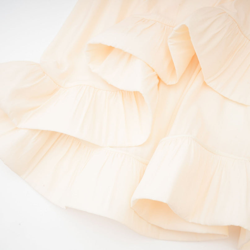 Vivian Neutrals Silk Midi Dress with V-neck and Cape Design