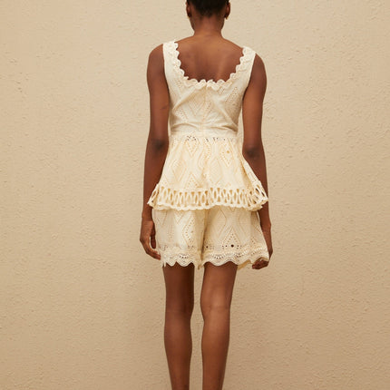 Wendy Neutrals Embroidered Top and Shorts Set