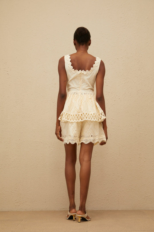 Wendy Neutrals Embroidered Top and Shorts Set
