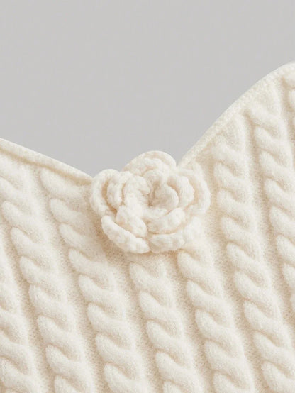 White 3D Cable Crochet Bandeau Knit TopElegant Women TopHomecoming CostumeOutfitsCorset TopWomen