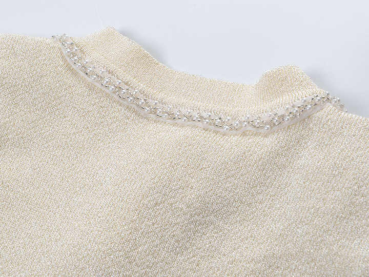 White A-line Button-Down Pleated Skirt Dress with Embellished Buttons and Pockets