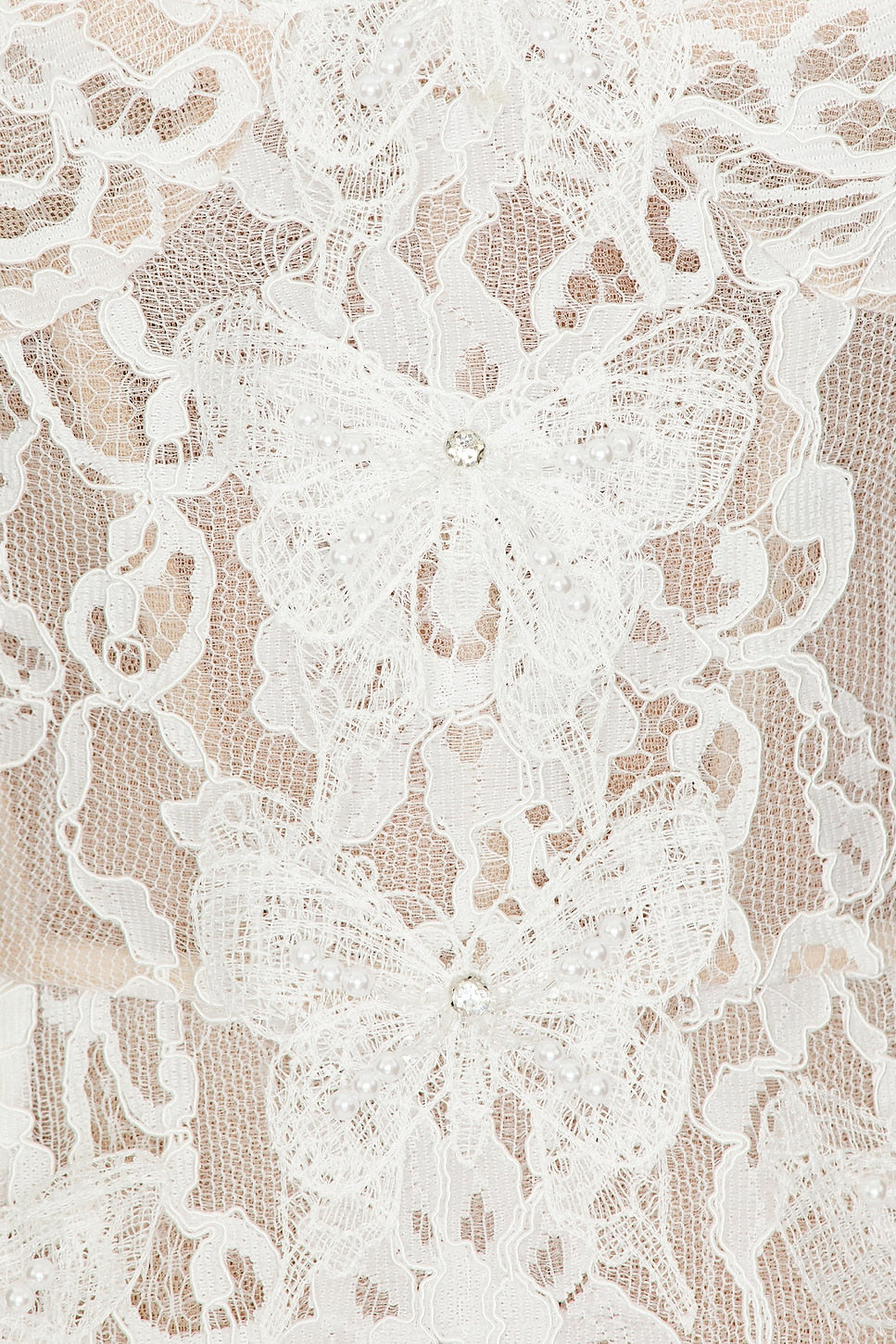 White Brielle Bridal Dress with Beaded Embellishments and Rhinestones