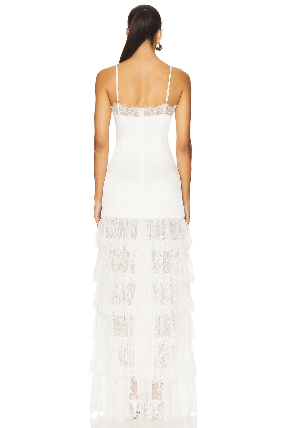 White Brooklyn Bridal Dress with Lace Trim and Adjustable Straps