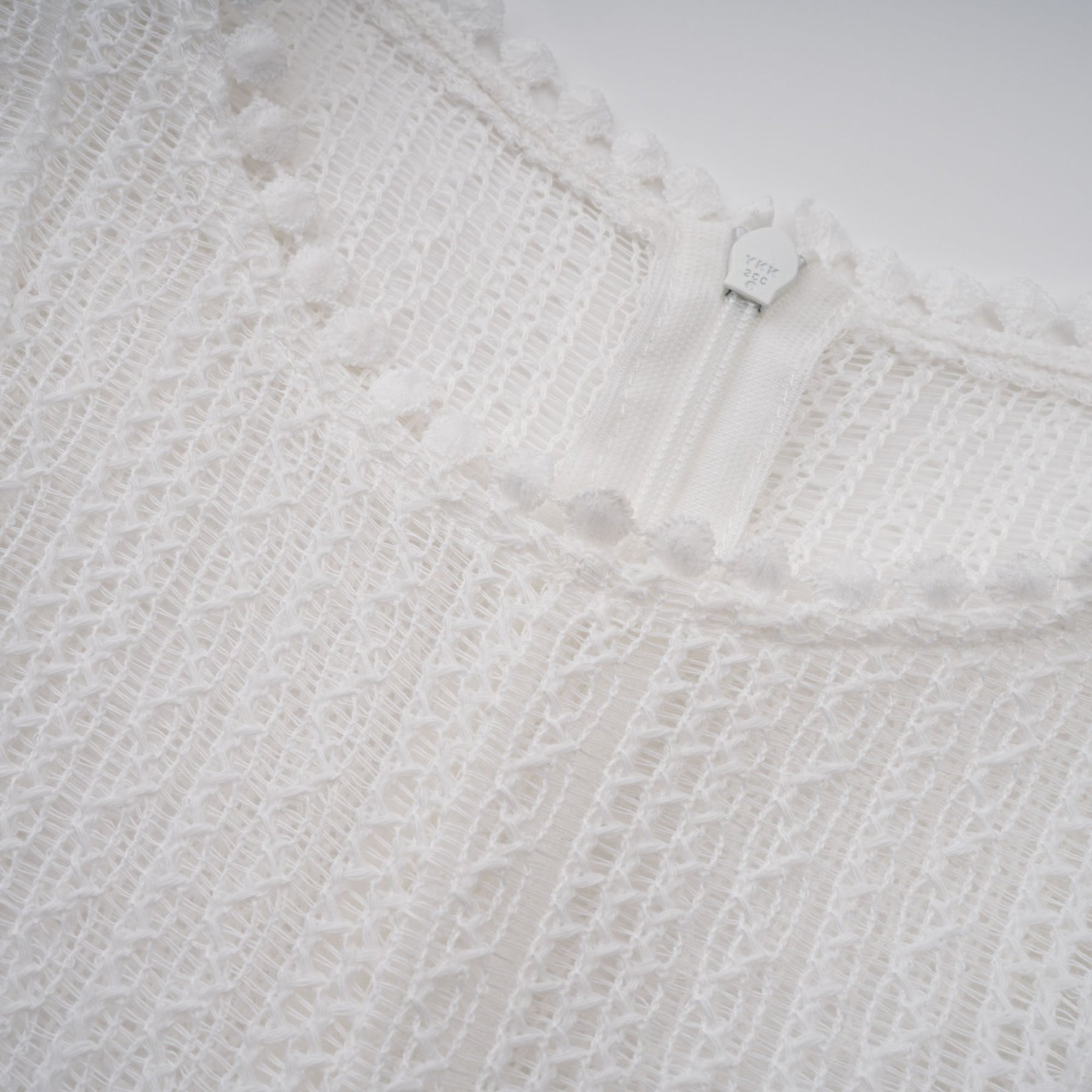 White Crochet Knit Sleeveless Puff Skirt Midi Dress