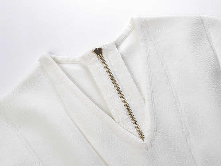 White Fit-and-Flare Military-Inspired Dress with Gold-Tone Buttons