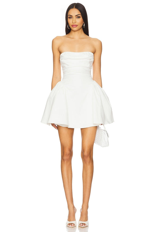 White Francesca Bridal Dress with Puff Sides and Hidden Zipper Closure